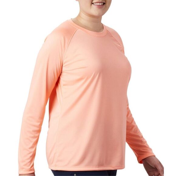 Columbia Women’s 1X PFG Tidal Tee II Solid Long Sleeve Logo Tee in Peach Pink - Picture 13 of 13